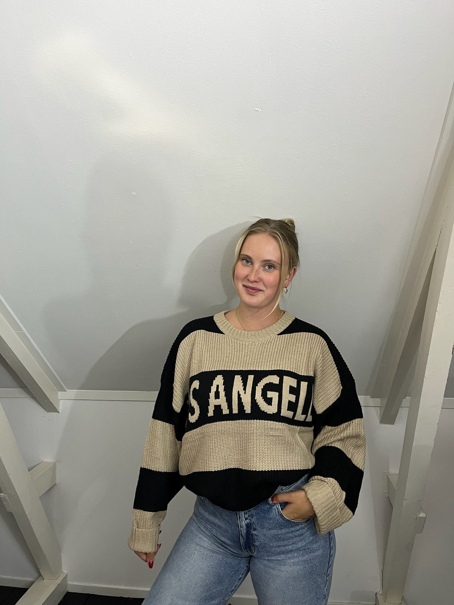 Los Angels trui taupe/zwart