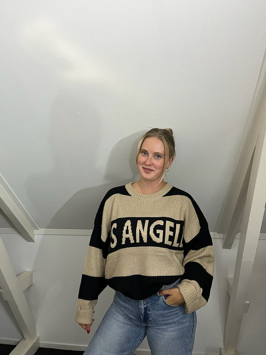 Los Angels trui taupe/zwart