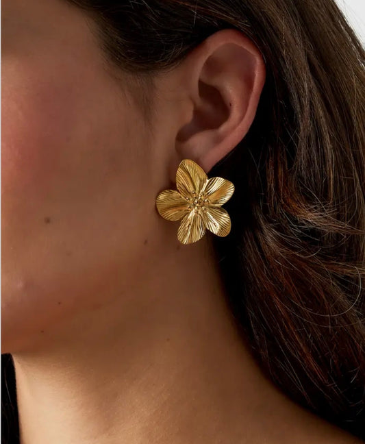 Oorbel flower goud